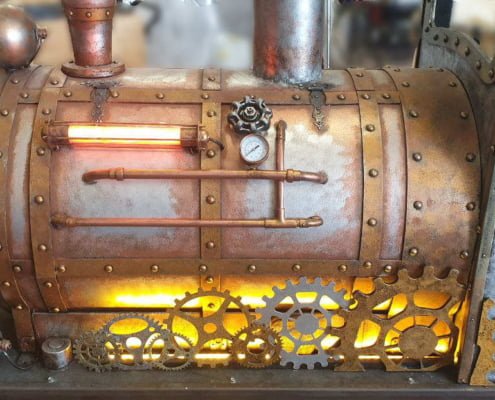 trenino elettrico steampunk