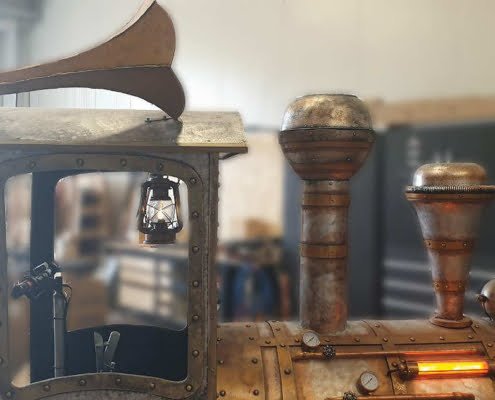 trenino elettrico steampunk